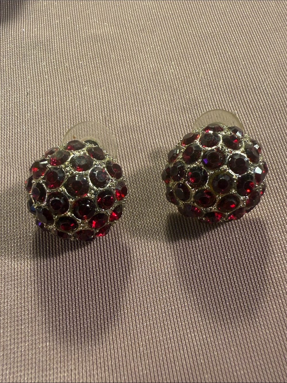 Red Crystal Cluster Dome Stud Earrings - Unbranded